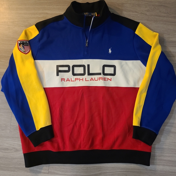 Polo Ralph Lauren Other - Polo Ralph Lauren Mens XXL 1/4 Zip Colorblock Pullover Large Spellout